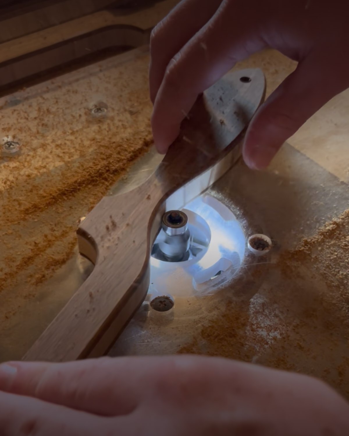 Colton Langer hand-machining a bread knife in the Loreto Studio workshop